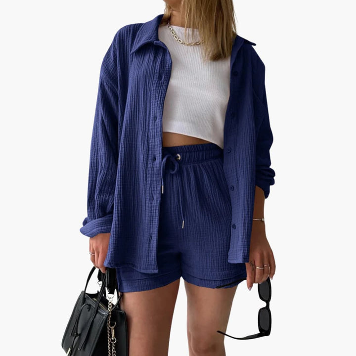 Ensemble deux pièces avec shorts pour femmes - look d'été décontracté