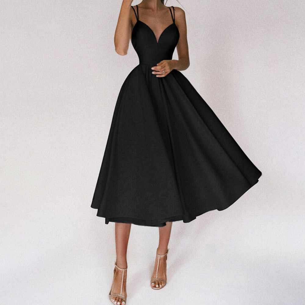 Robe de soirée élégante pour femmes | Robe cocktail avec bretelles spaghetti et décolleté en cœur