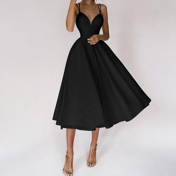 Robe de soirée élégante pour femmes | Robe cocktail avec bretelles spaghetti et décolleté en cœur