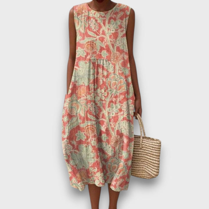 Thaleia – Robe midi avec motif floral vintage