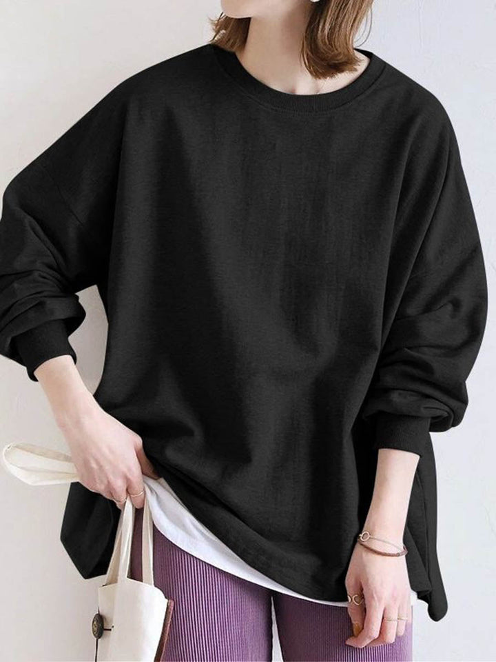 Sweat-shirt ample à manches longues, couleur unie