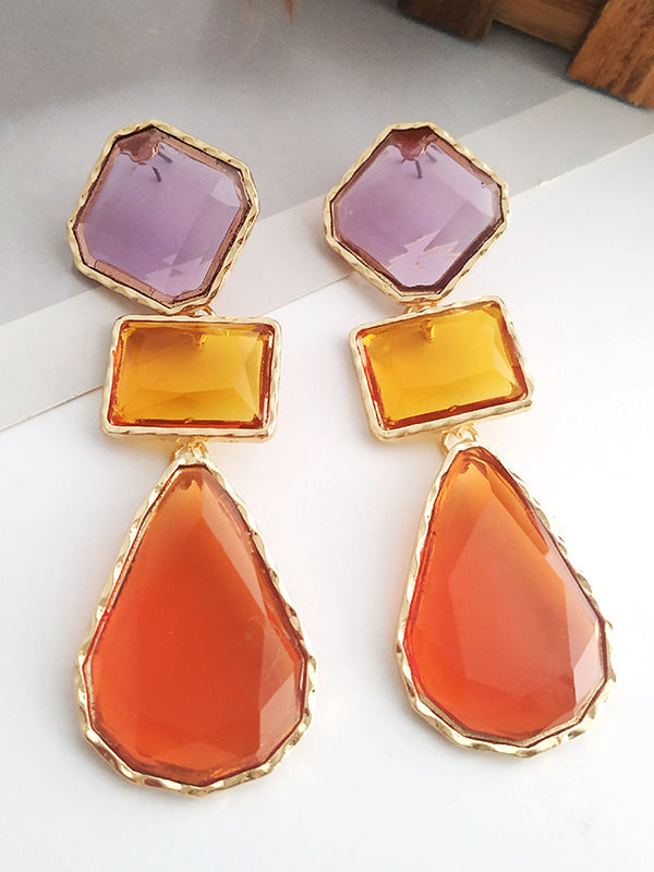 Boucles d'oreilles pendantes géométriques à empiècements