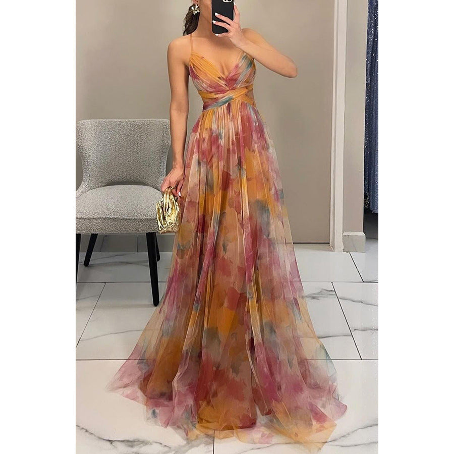 Juliet - Robe de soirée en tulle fleuri avec décolleté croisé