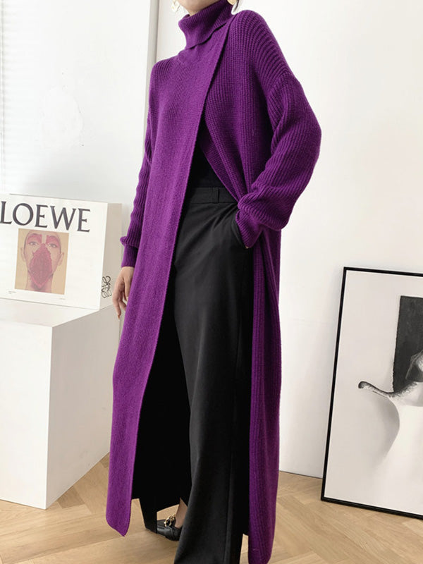 Robe ample fendue devant couleur unie