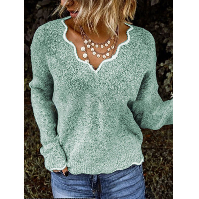 Pull en tricot à col en V pour femmes | Style élégant et confortable