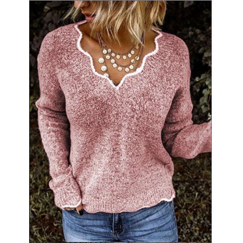 Pull en tricot à col en V pour femmes | Style élégant et confortable