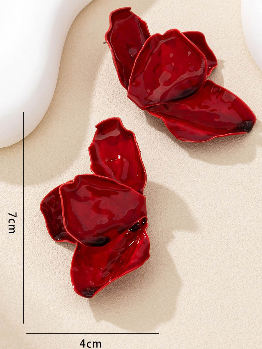 Boucles d'oreilles à coupe irrégulière, à imprimé floral