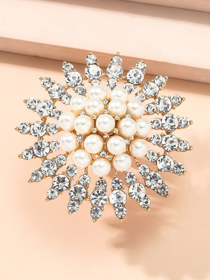 Bague géométrique brillante à strass