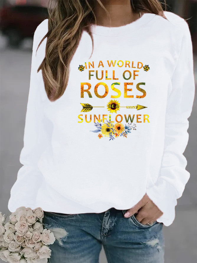 Sweat-shirt pour femmes avec motif inspirant et décoration florale