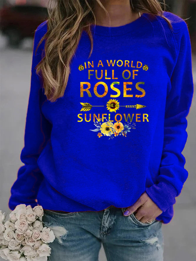 Sweat-shirt pour femmes avec motif inspirant et décoration florale