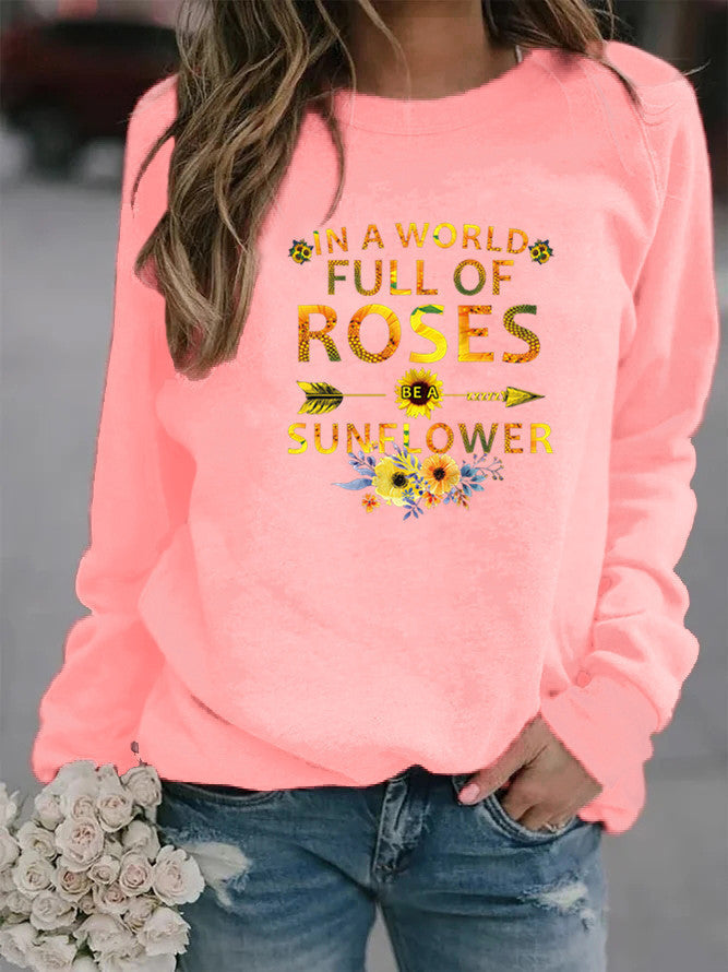 Sweat-shirt pour femmes avec motif inspirant et décoration florale