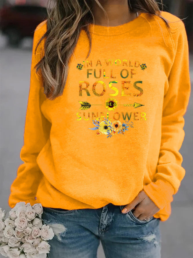 Sweat-shirt pour femmes avec motif inspirant et décoration florale