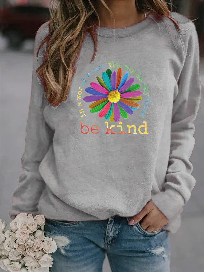 Sweatshirt pour femmes avec un design floral coloré et motivant et un intérieur doux