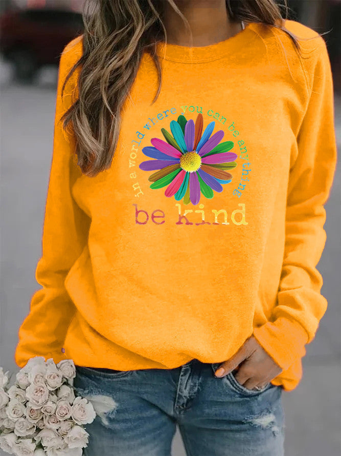 Sweatshirt pour femmes avec un design floral coloré et motivant et un intérieur doux