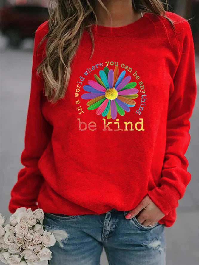 Sweatshirt pour femmes avec un design floral coloré et motivant et un intérieur doux