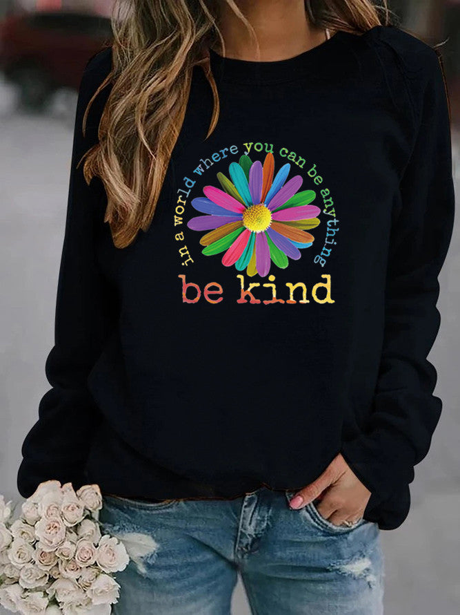 Sweatshirt pour femmes avec un design floral coloré et motivant et un intérieur doux