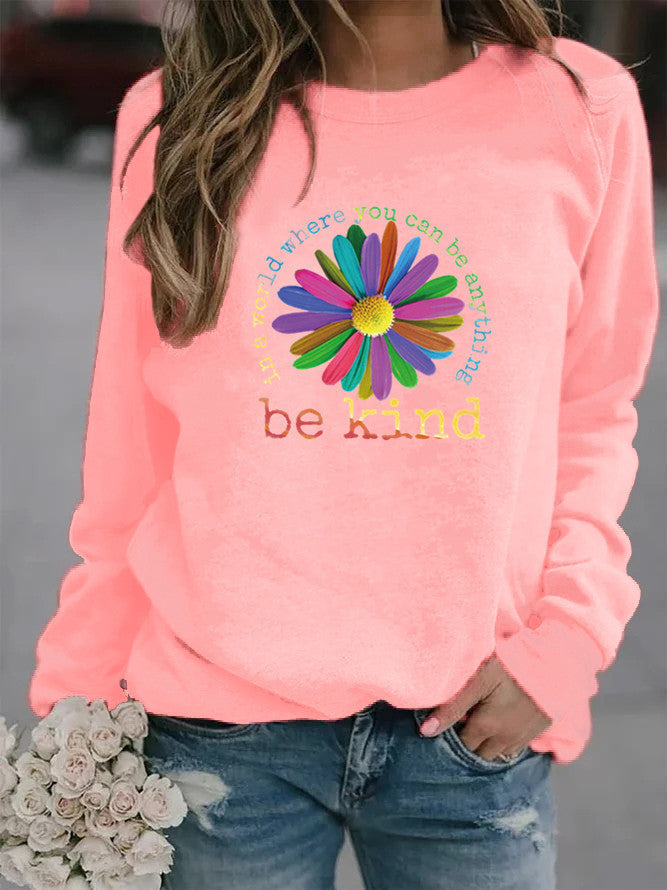 Sweatshirt pour femmes avec un design floral coloré et motivant et un intérieur doux