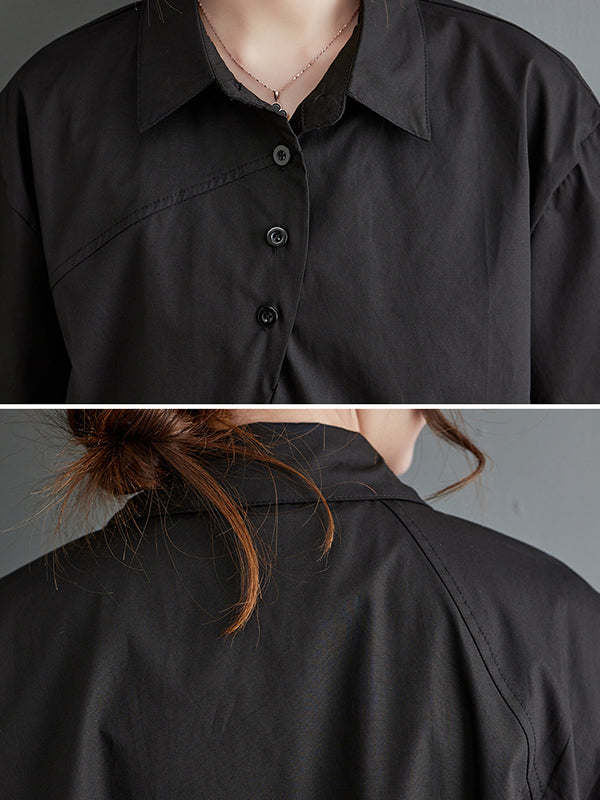 Hauts de chemise à revers de couleur unie à coupe irrégulière