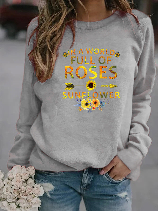 Sweat-shirt pour femmes avec motif inspirant et décoration florale
