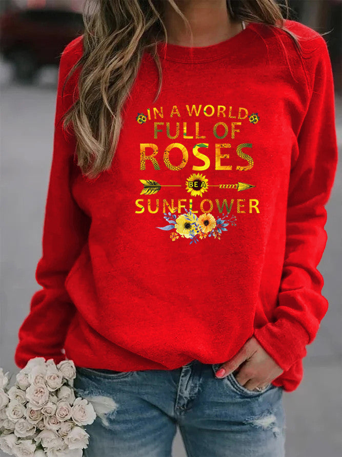 Sweat-shirt pour femmes avec motif inspirant et décoration florale