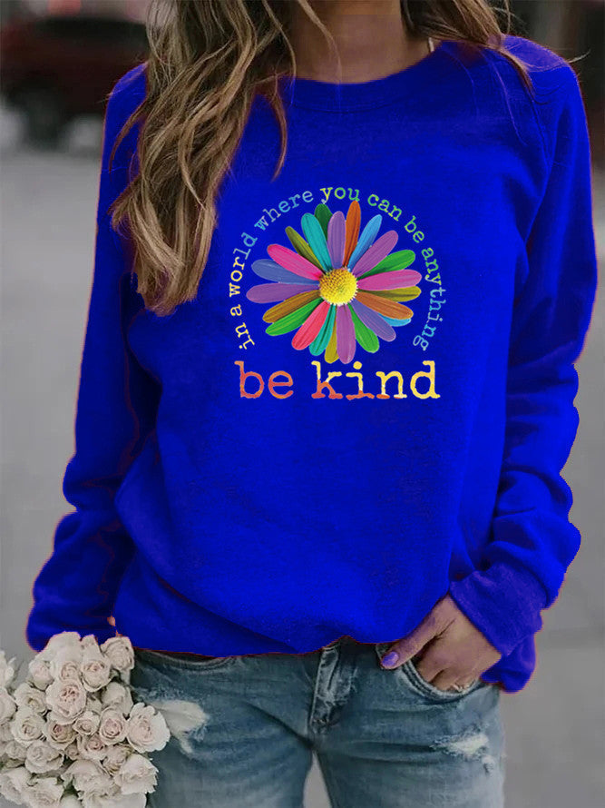 Sweatshirt pour femmes avec un design floral coloré et motivant et un intérieur doux