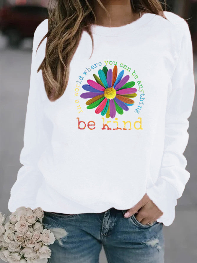 Sweatshirt pour femmes avec un design floral coloré et motivant et un intérieur doux