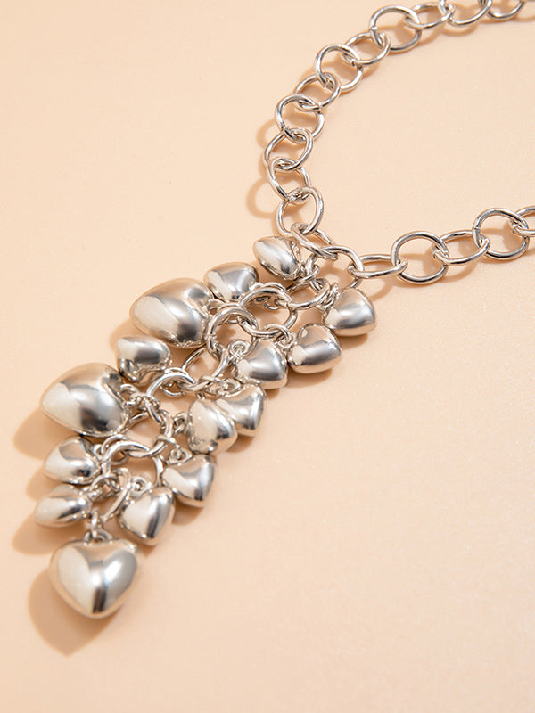 Collier géométrique à chaîne, en forme de cœur