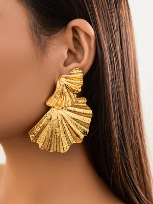 Boucles d'oreilles pendantes géométriques en forme de feuilles, couleur unie