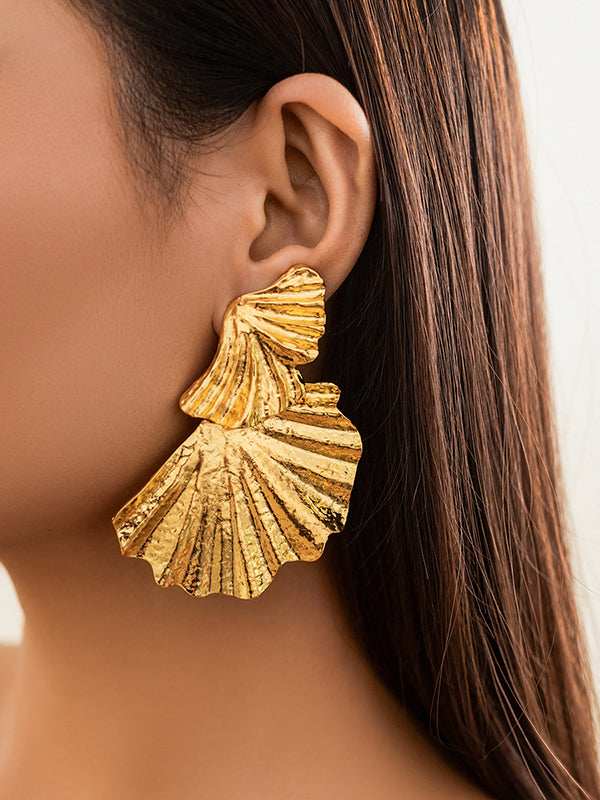 Boucles d'oreilles pendantes géométriques en forme de feuilles, couleur unie