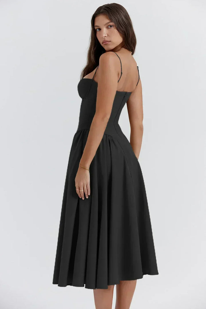 Nina - Robe midi sans manches en corset