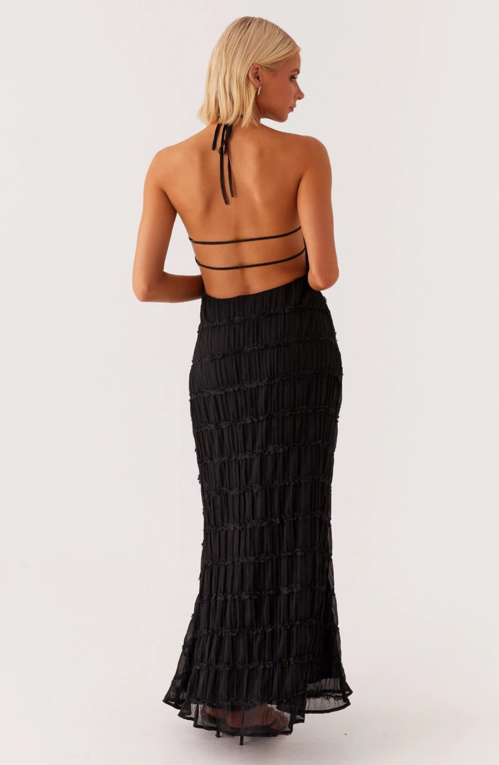 Caroline | Robe maxi à col halter texturé