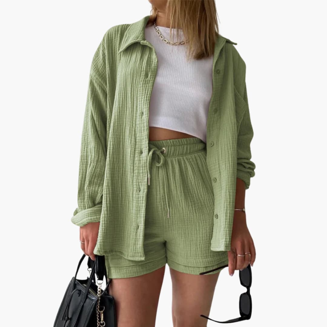 Ensemble deux pièces avec shorts pour femmes - look d'été décontracté