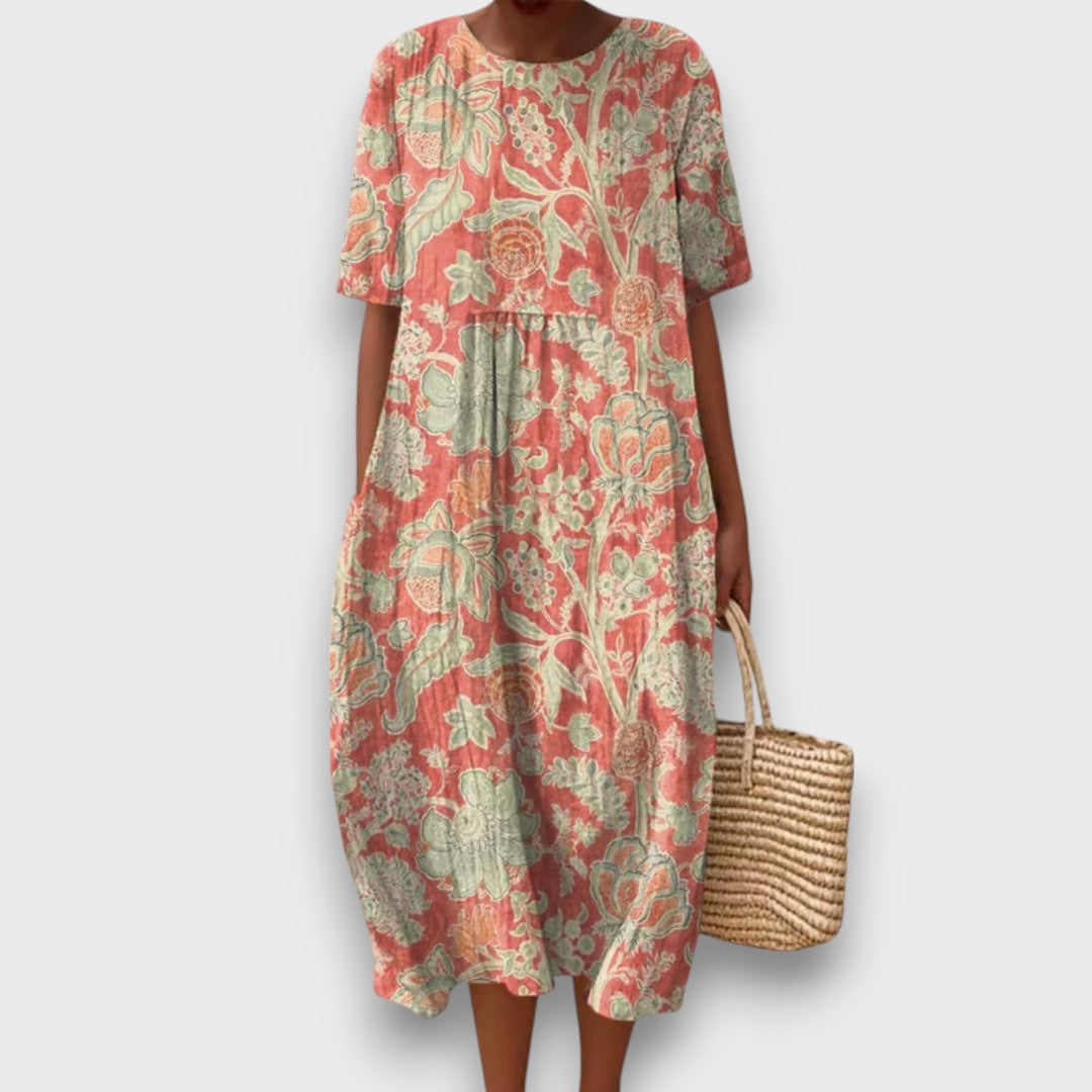 Thaleia – Robe midi avec motif floral vintage