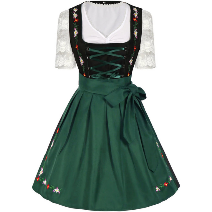 Robe Dirndl pour femmes avec accent de couleur | Robe traditionnelle classique en vert-noir