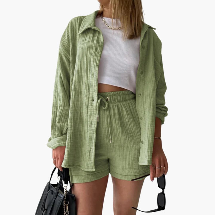 Ensemble deux pièces avec shorts pour femmes - look d'été décontracté