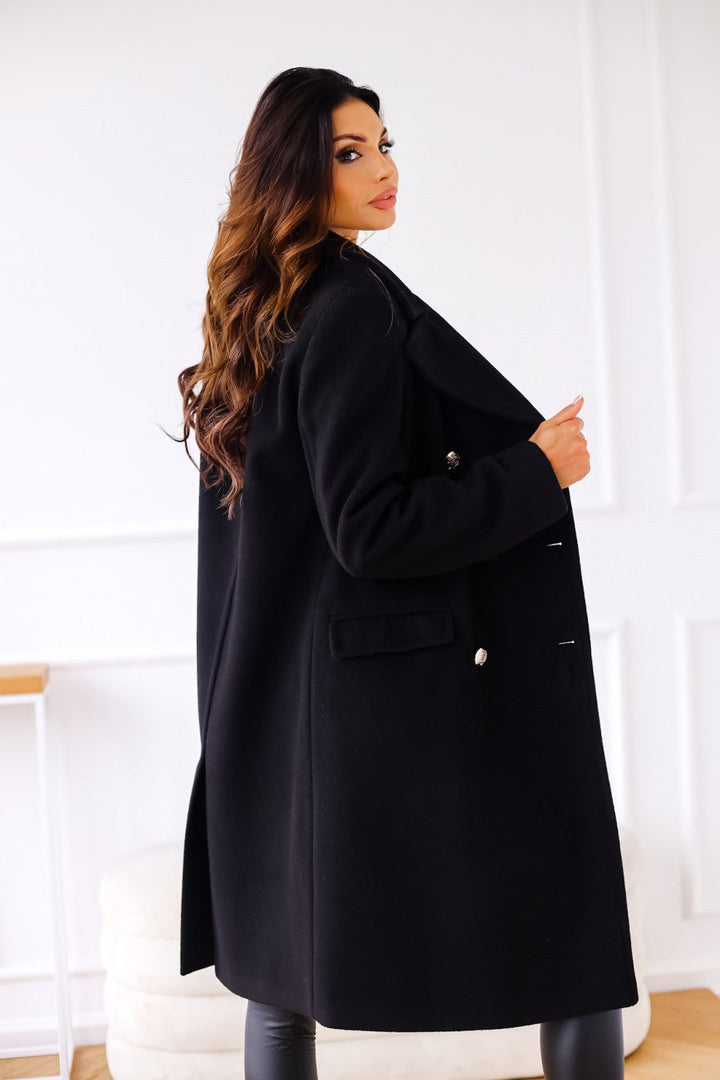 Manteau en laine double boutonnage pour femmes