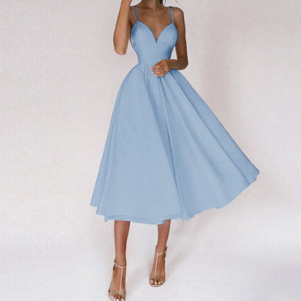 Robe de soirée élégante pour femmes | Robe cocktail avec bretelles spaghetti et décolleté en cœur