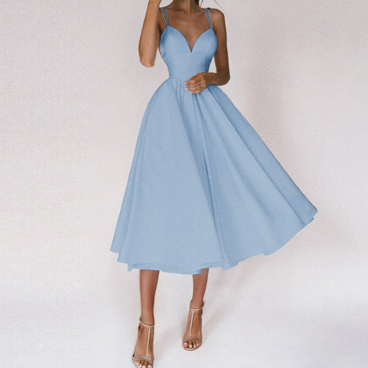 Robe de soirée élégante pour femmes | Robe cocktail avec bretelles spaghetti et décolleté en cœur