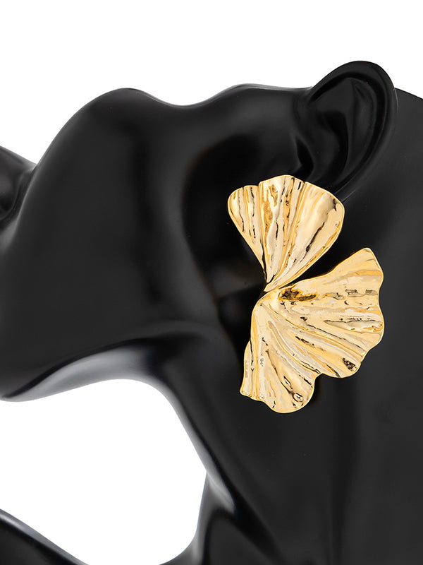 Boucles d'oreilles géométriques plissées couleur unie