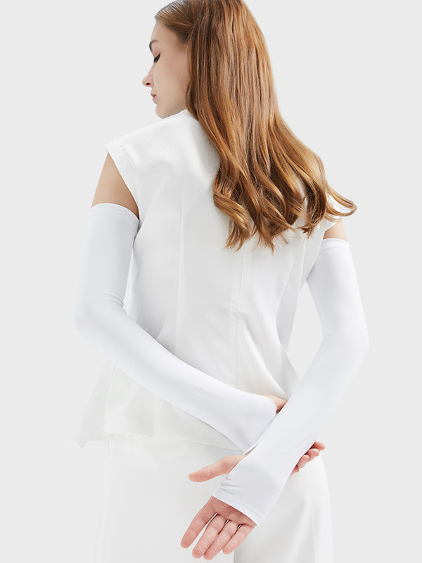 Manchette anti-UV simple en soie glacée, couleur unie