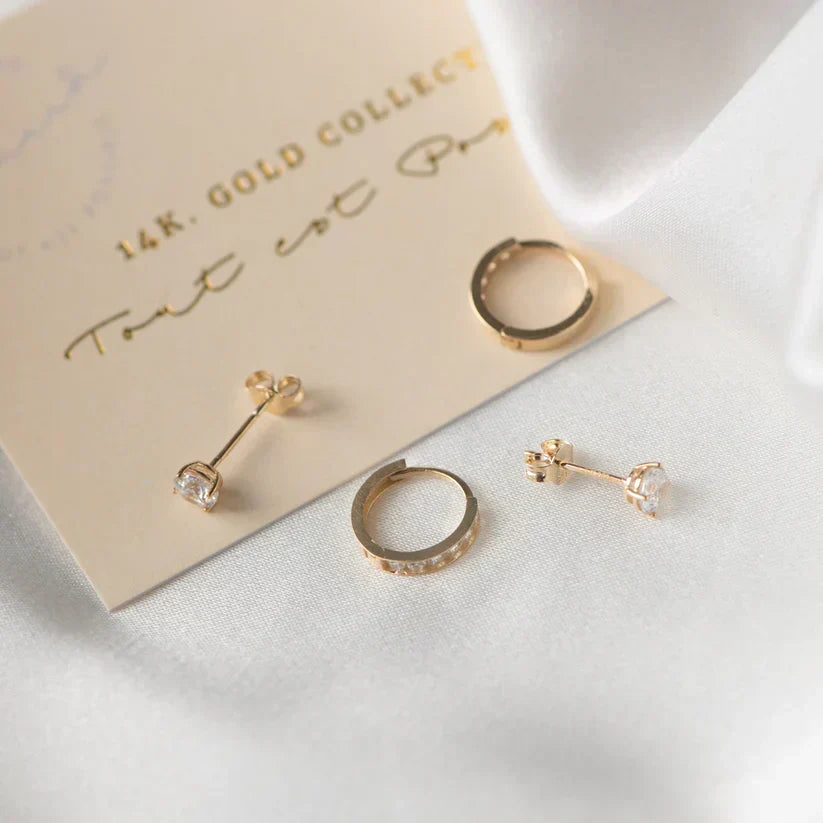 Ensemble de Boucles d'Oreilles en Or Dara Brillane