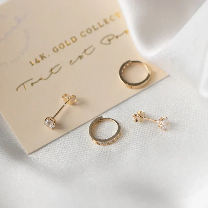 Ensemble de Boucles d'Oreilles en Or Dara Brillane