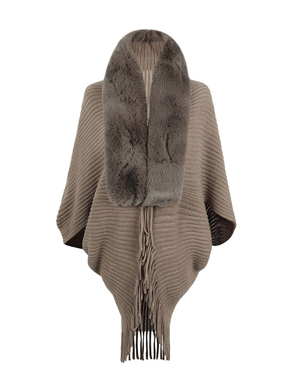 Cardigan ample à manches chauve-souris, couleur unie, manteaux à franges