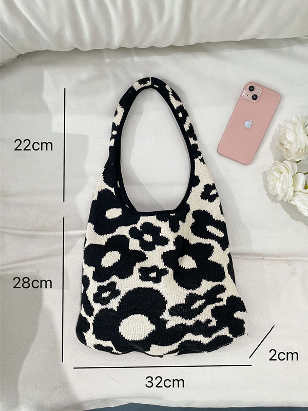 Accessoires de sacs de couleur contrastée à tissage floral original