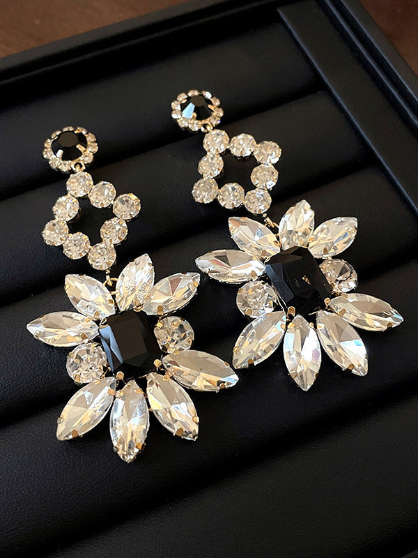 Boucles d'oreilles pendantes géométriques à strass