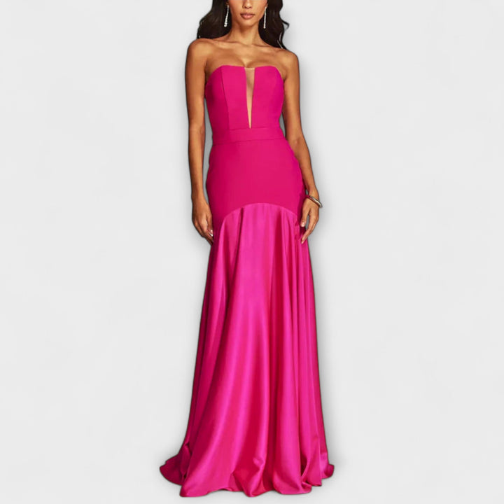 Vadena – Robe maxi sans épaules avec décolleté en V