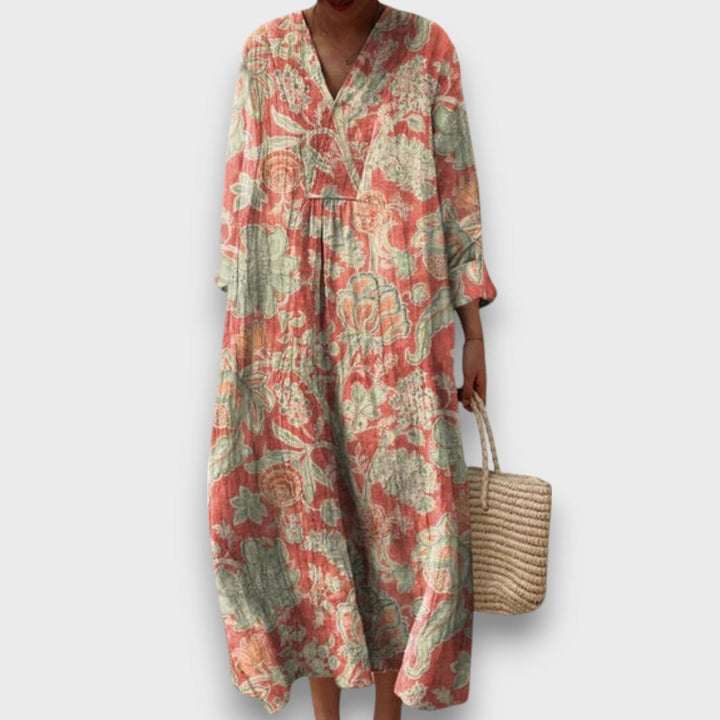 Thaleia – Robe midi avec motif floral vintage