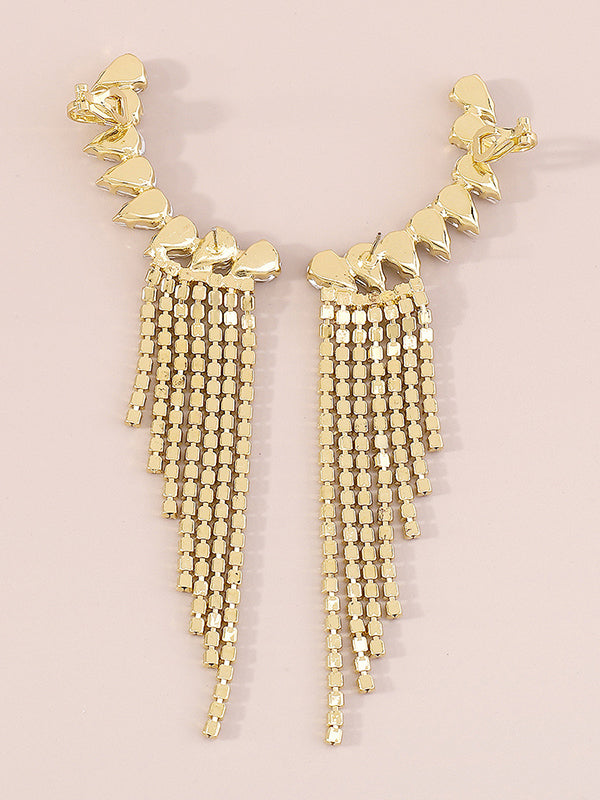 Boucles d'oreilles pendantes géométriques à strass, à pompons