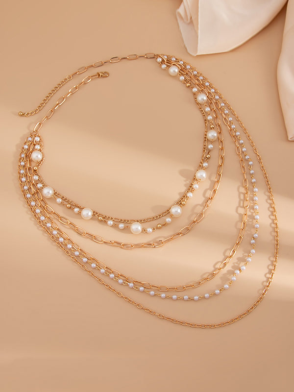 Collier géométrique superposé normcore