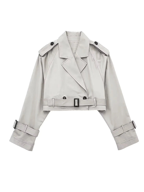 Veste ample à manches longues, à empiècements, à col revers